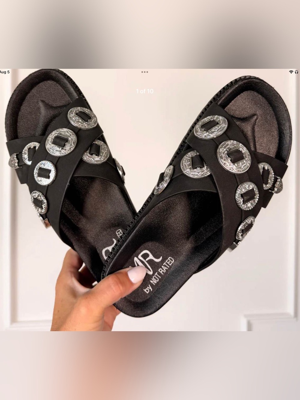 CALANTHE" WESTERN CONCHO SANDAL IN BLACK by NOT RATED (NEW)